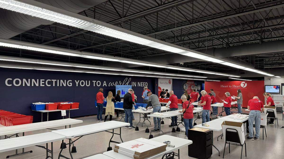 Heart to Heart International recently renovated and expanded the area where its hygiene kits are assembled. More than 210,000 kits were assembled in Lenexa last year, which was a record for the global humanitarian organization.