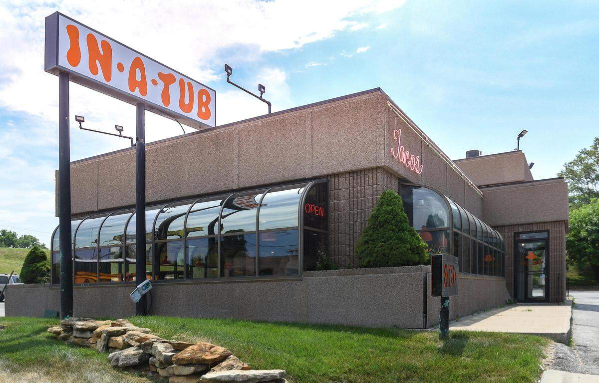 In-A-Tub, 4000 North Oak Trafficway, is famous for its deep-fried tacos topped with a powdered cheese.
