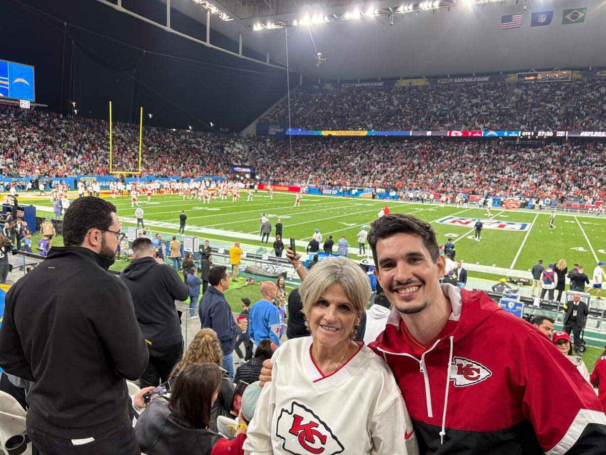 Patti Jefferson reunited with Pedro Blumberg-Moiera, who she hosted in Kansas City in 2007 when he was a foreign exchange high school student. He’s of Brazilian descent and now lives in Rio de Janeiro, and was Jefferson’s personal tour guide as they caught up and traveled throughout Brazil before the Chiefs’ game Friday, Sept. 5.