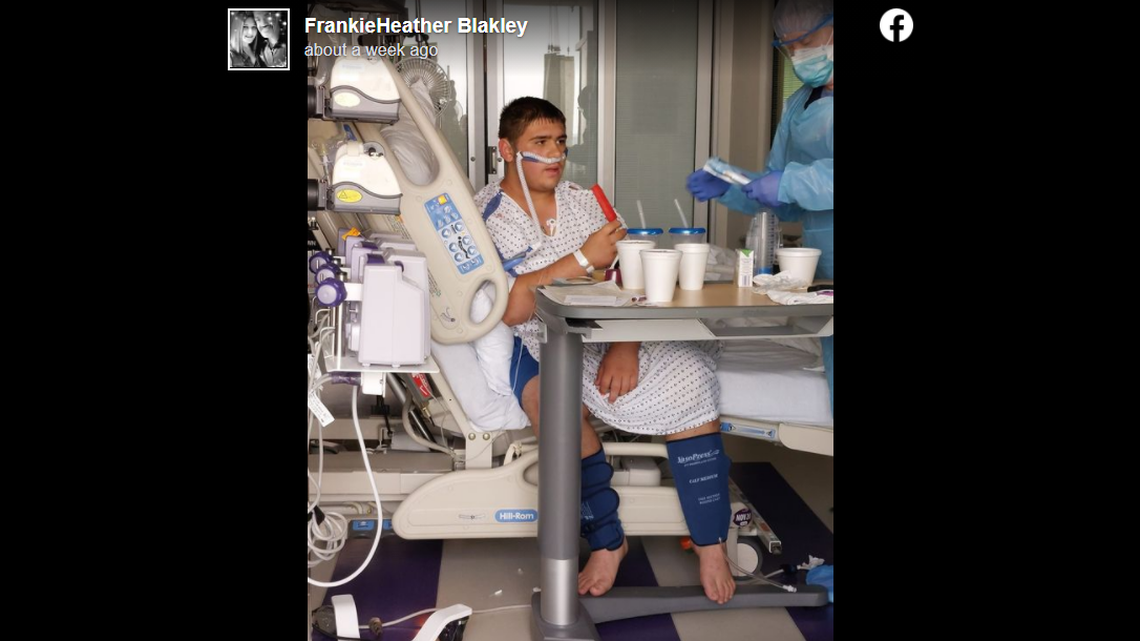 Blackwell High School football player Levi Barnett is hospitalized with COVID-19.