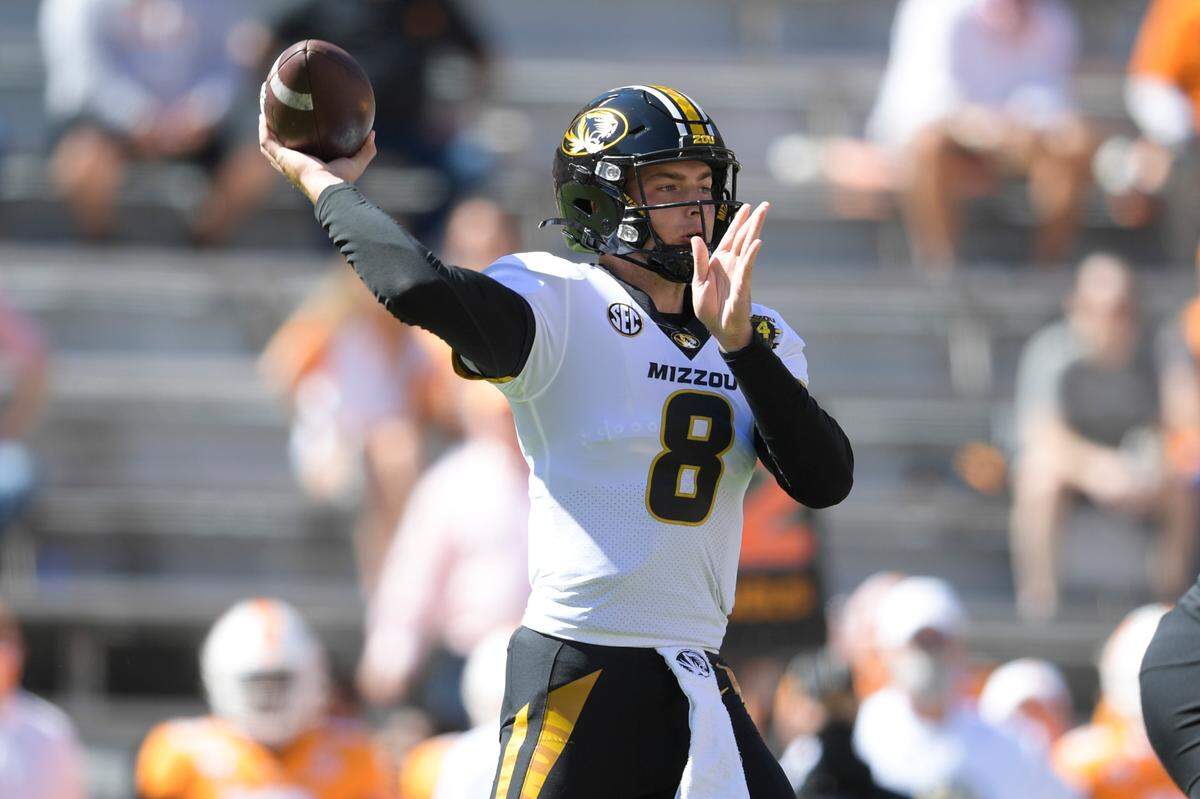 Missouri redshirt freshman quarterback Connor Bazelak (8) strafed LSU for 406 yards and four touchdowns in Mizzou’s 45-41 upset victory in his first career college start.