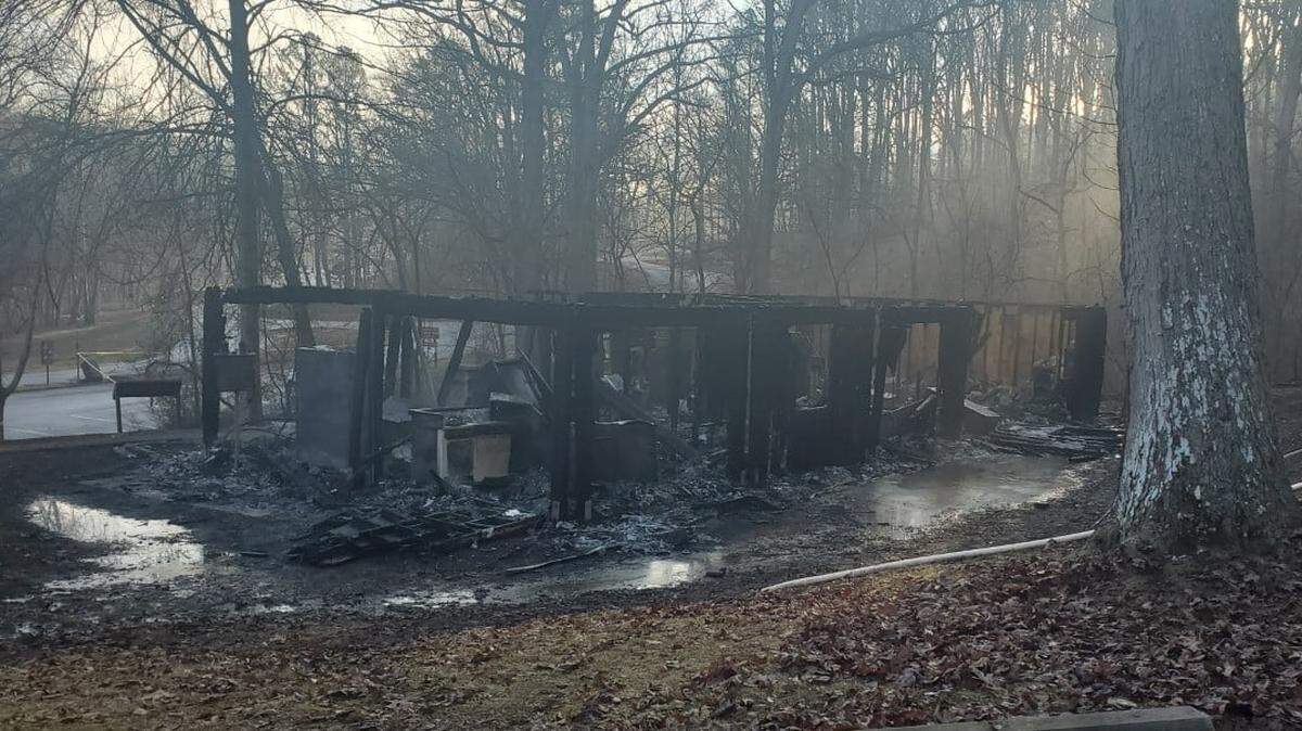 The Round Spring Visitor Contact Station was burned down by an alleged arsonist, officials say.