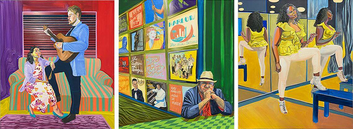 Kemper Museum of Contemporary Art’s new Atrium Project installation by Aliza Nisenbaum features three portraits of individuals connected to Kansas City-area salsa dance and music communities. It will be on view Aug. 19-July 31.