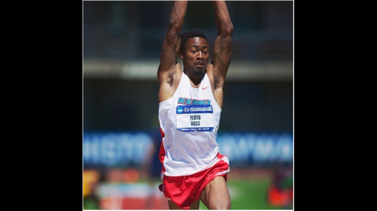 Floyd Ross competed in track and field at the University of New Mexico. He won honors in the triple jump and the long jump.