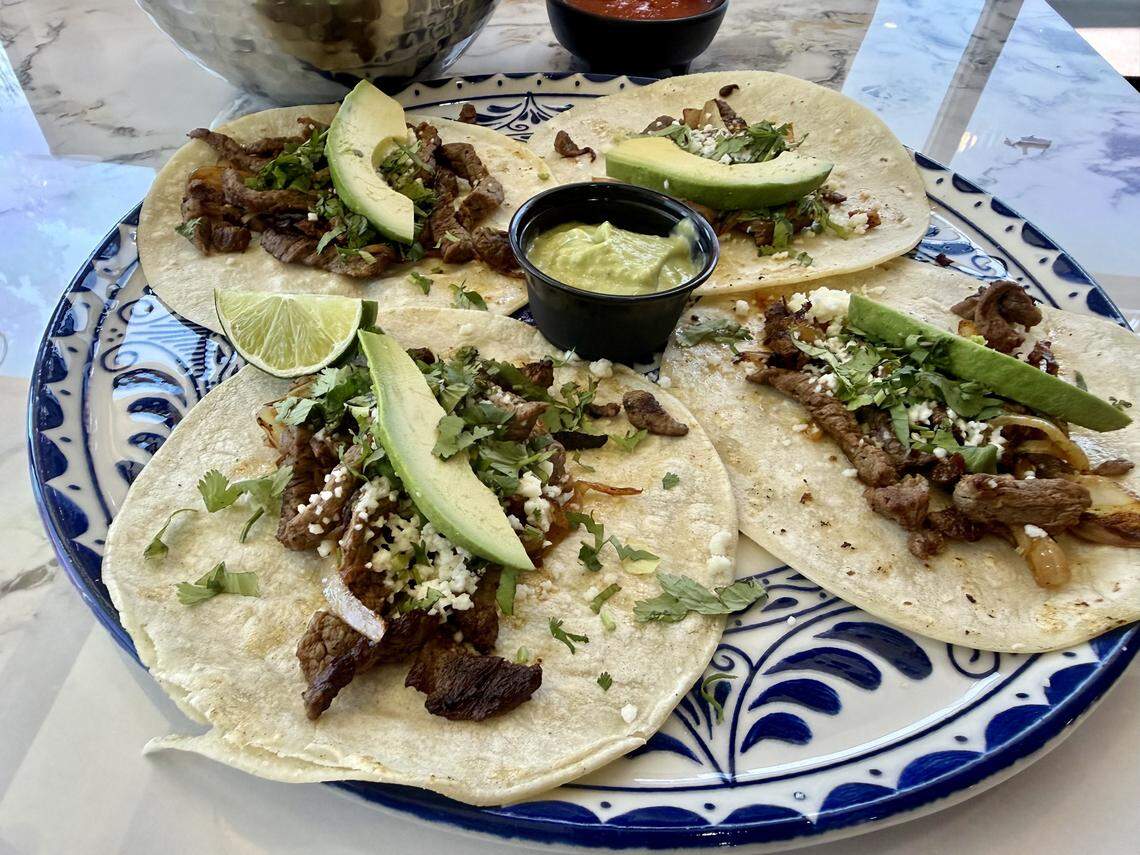 Carne asada street tacos are on the menu at Agaves Mexican Grill in Olathe.