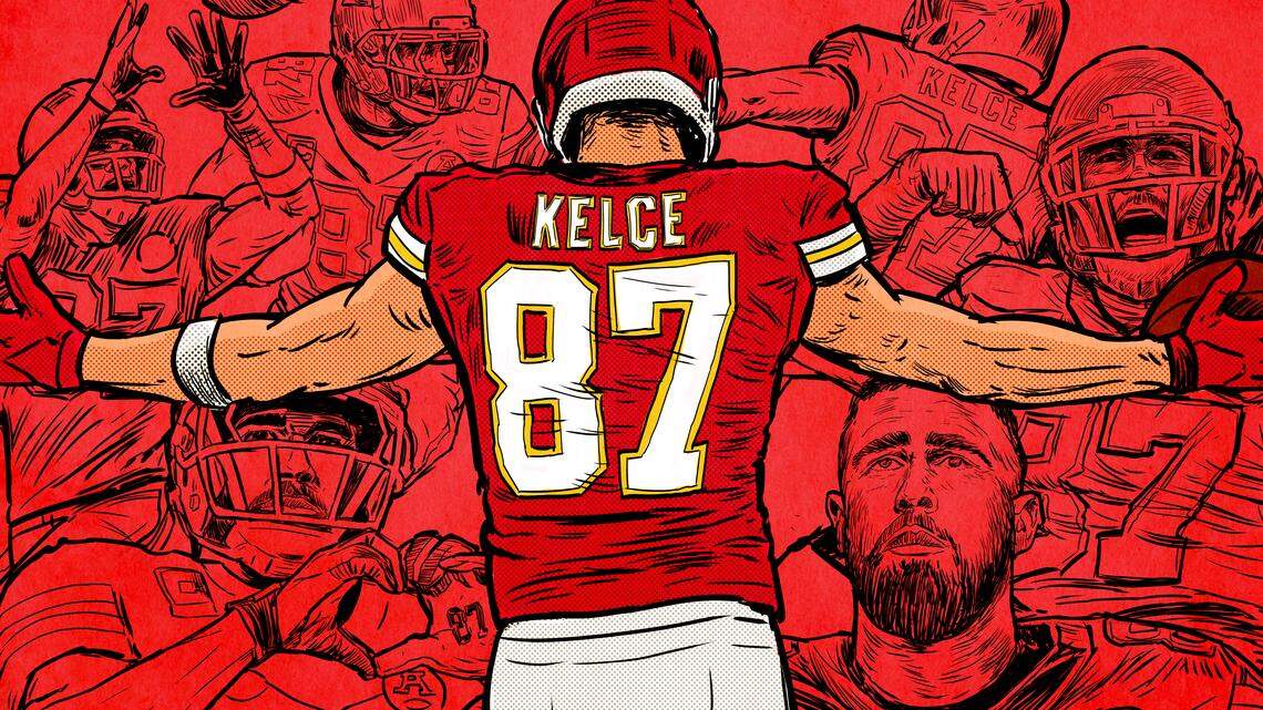 Illustration of Travis Kelce for the final gameday poster of the Chiefs season