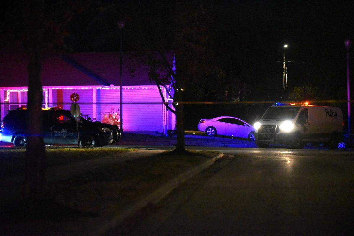 Kansas City police were investigating a homicide Tuesday in the 4900 block of Heritage Avenue. Police said a man was found fatally shot in a yard and a person of interest was taken into custody.