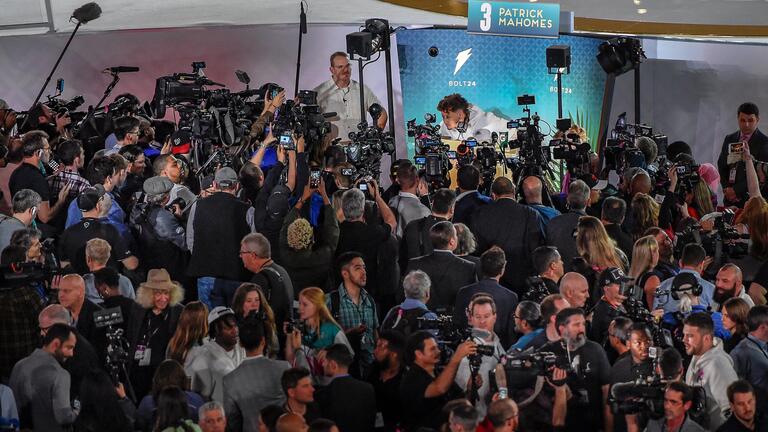 Cameras click, questions fly as Chiefs officially kick off Super Bowl at Opening Night