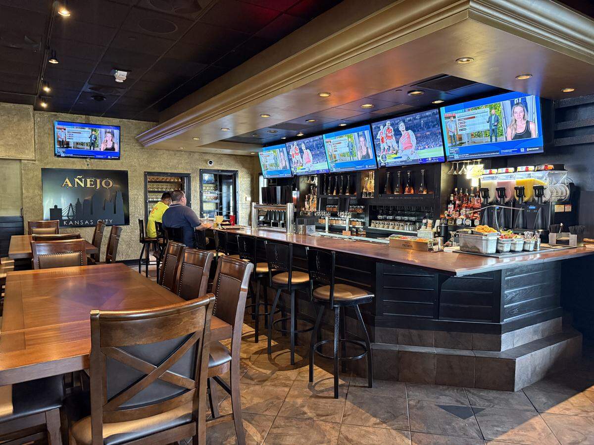 The restaurant features a full bar.