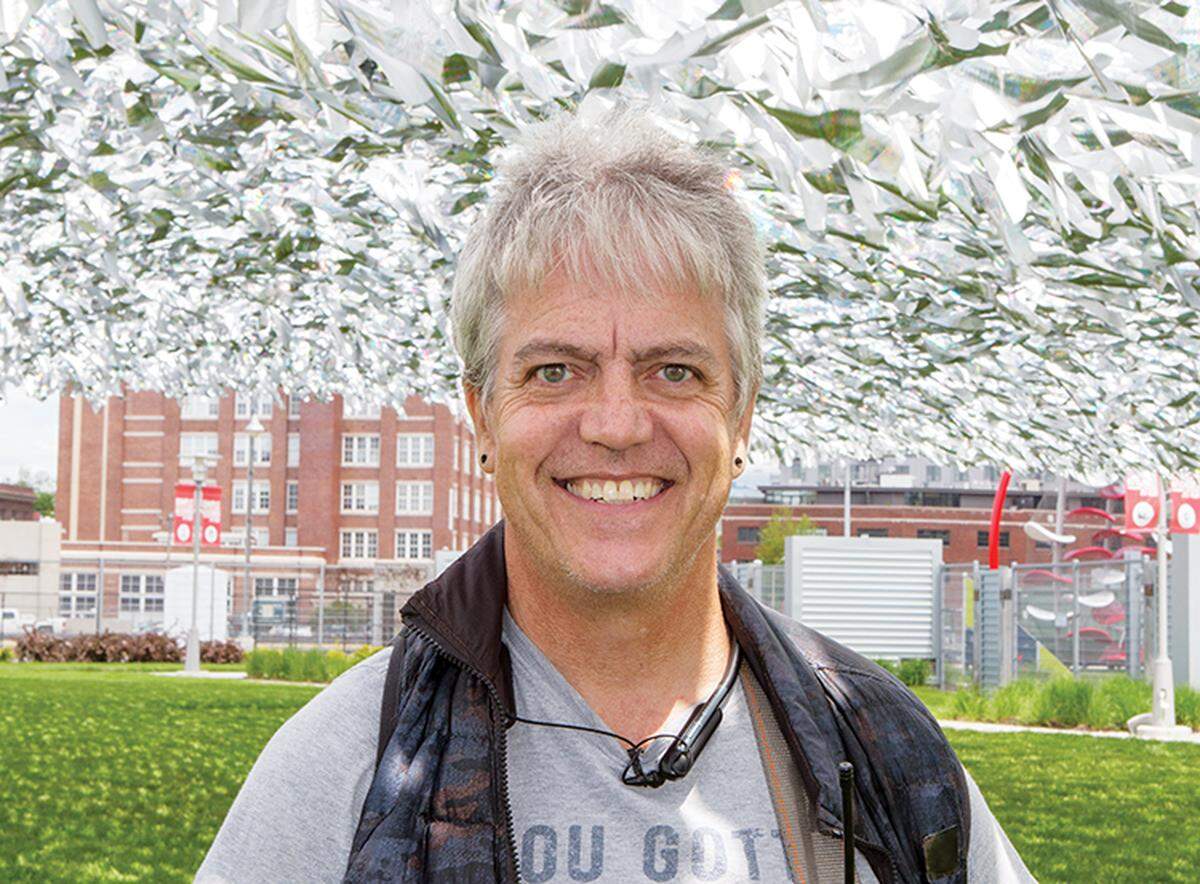 Patrick Shearn of Poetic Kinetics is the artist behind “Reflecting Motion” at Union Station.