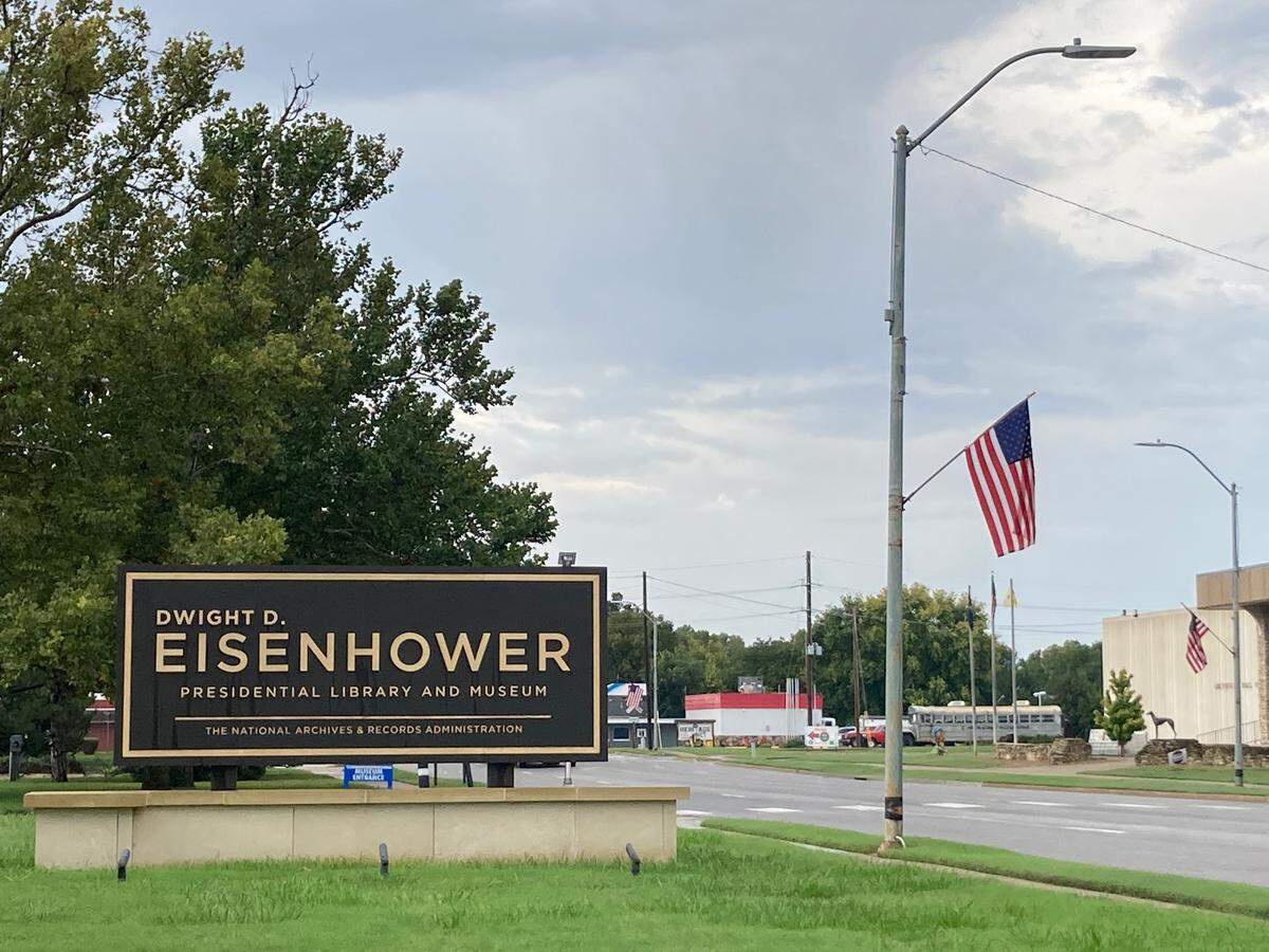 Entrance to the Dwight D. Eisenhower Presidential Library, Museum & Boyhood Home in Abilene, Kansas.