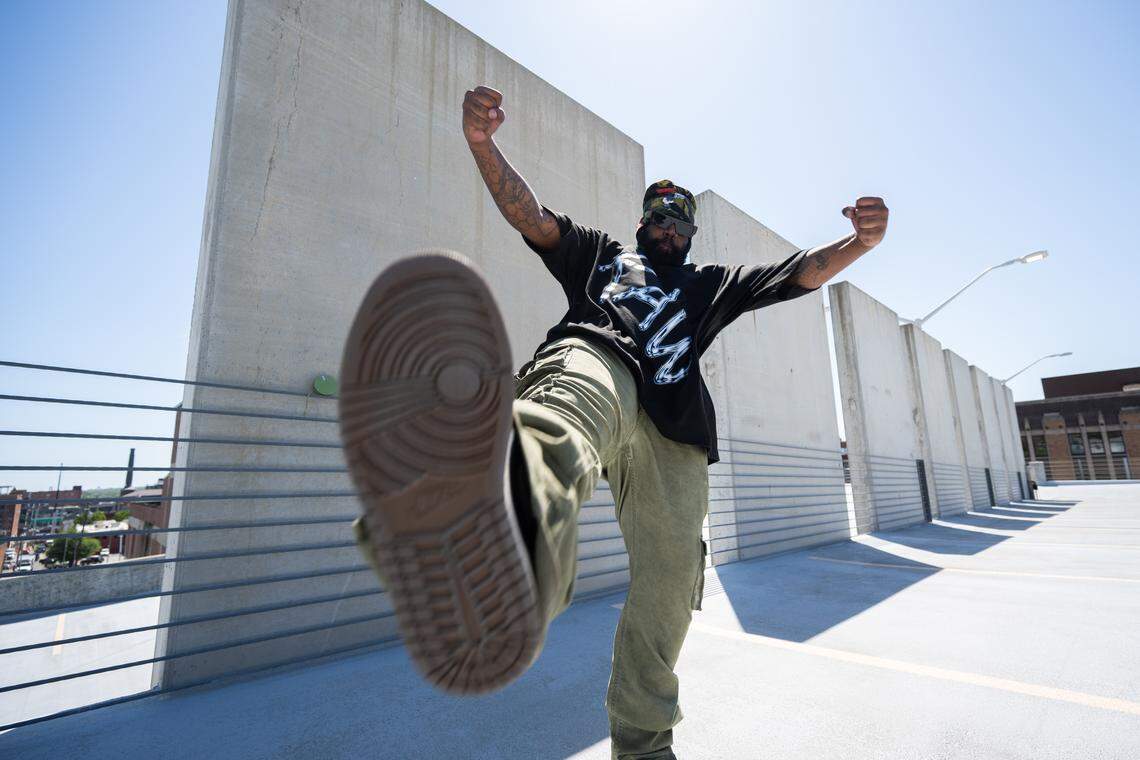 Tyrell Griffin, aka “KonWork,” said he had to win dance battles to be respected in KC’s krumping community. “We’re a small town and people have built this from the mud,” he said. “Anybody can’t just show up and dance.”