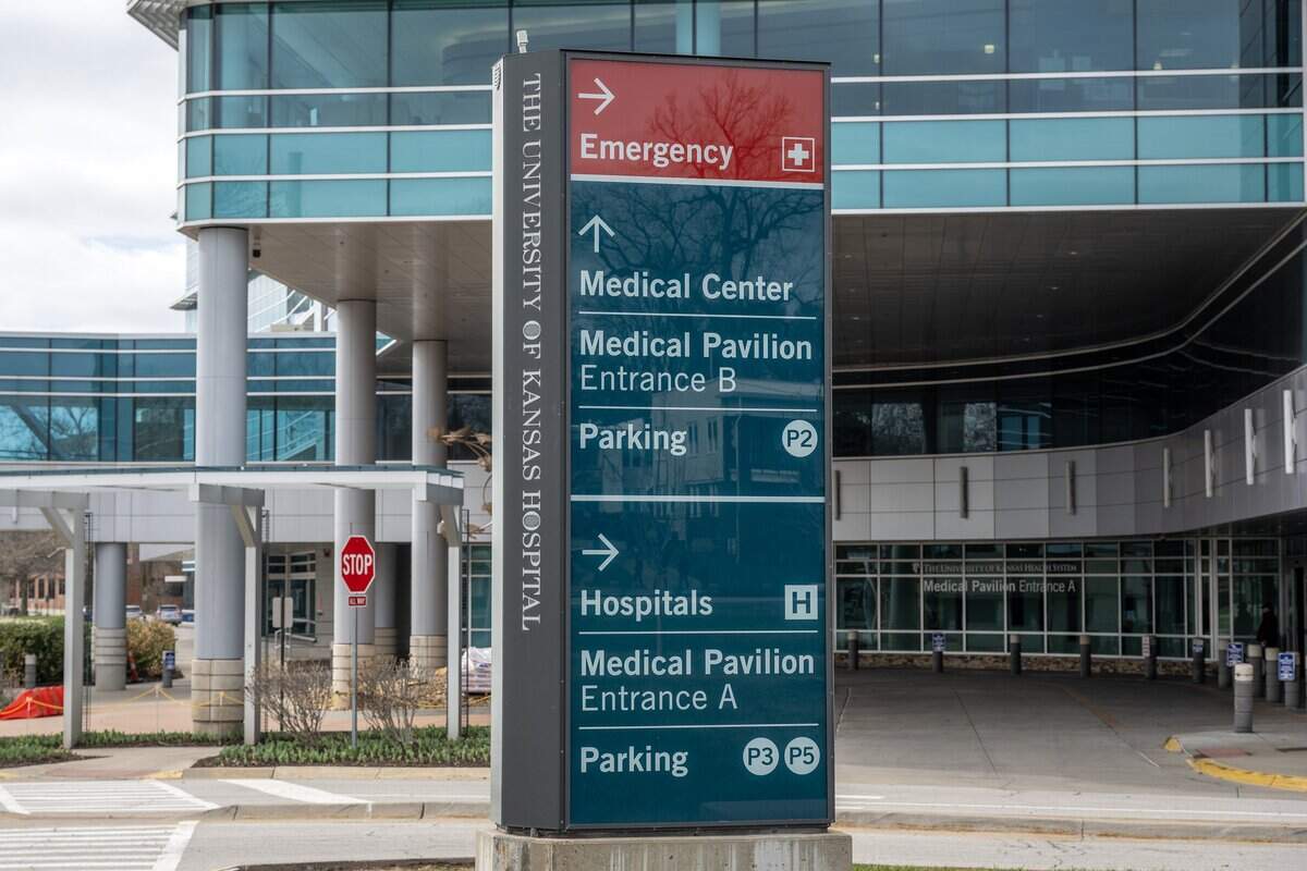 The University of Kansas Health System, Medical Pavilion at 2000 Olathe Blvd., is pictured on Saturday, March 7, 2026, in Kansas City, Kansas.