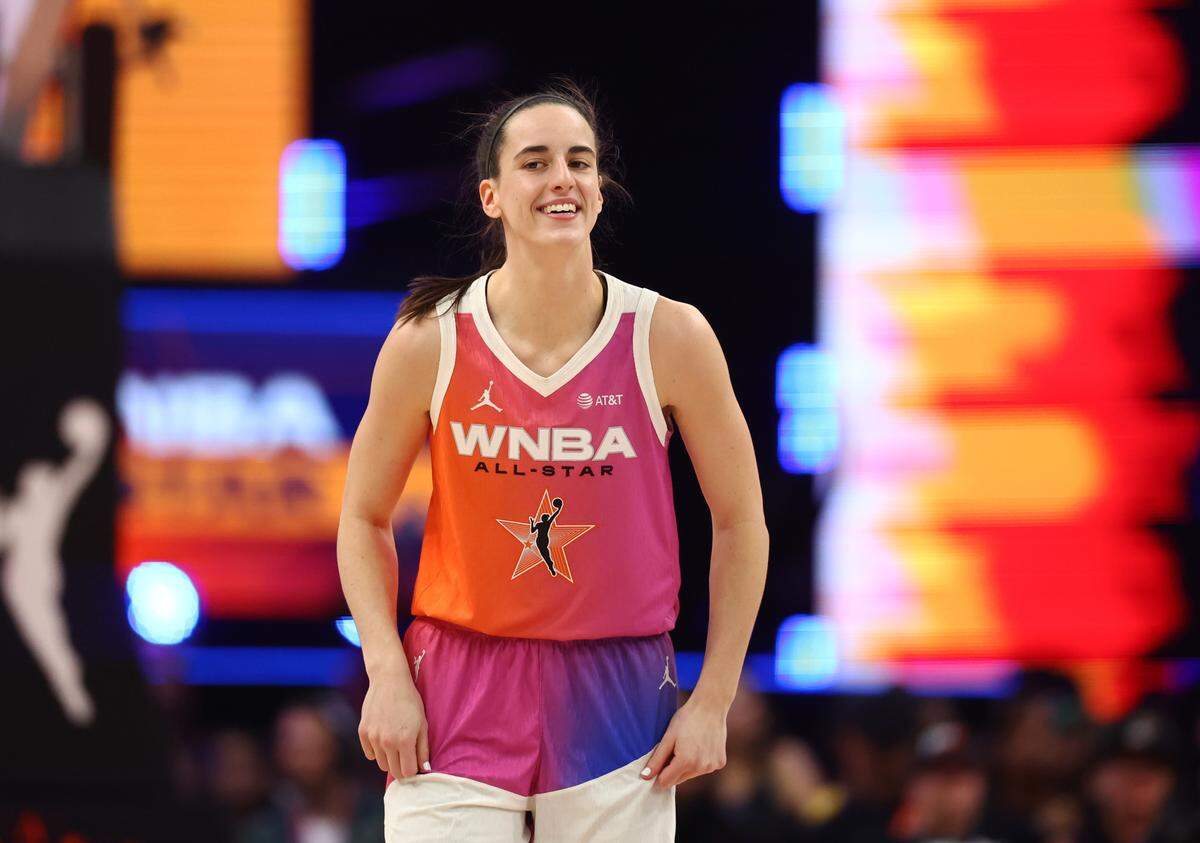 Team WNBA guard Caitlin Clark (22) against the USA Women’s National Team during the 2024 WNBA All-Star Game at Footprint Center on July 20, 2024.