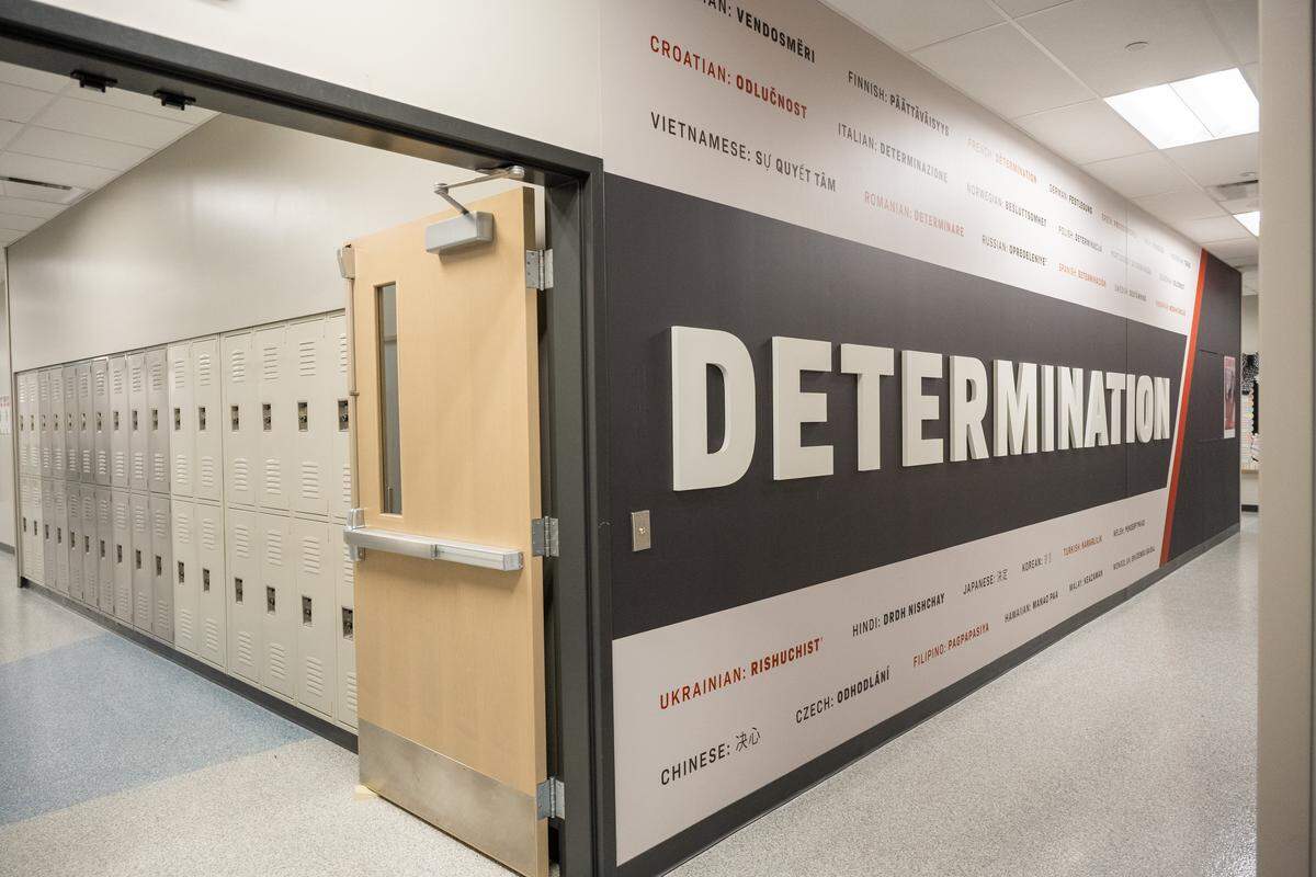Hallways with new lockers in Santa Fe Trail Middle School on Friday, February 6, 2026, in Olathe. Olathe Public Schools will hold a bond election in March. The district's last bond helped pay for upgrades to Santa Fe Trail Middle School.