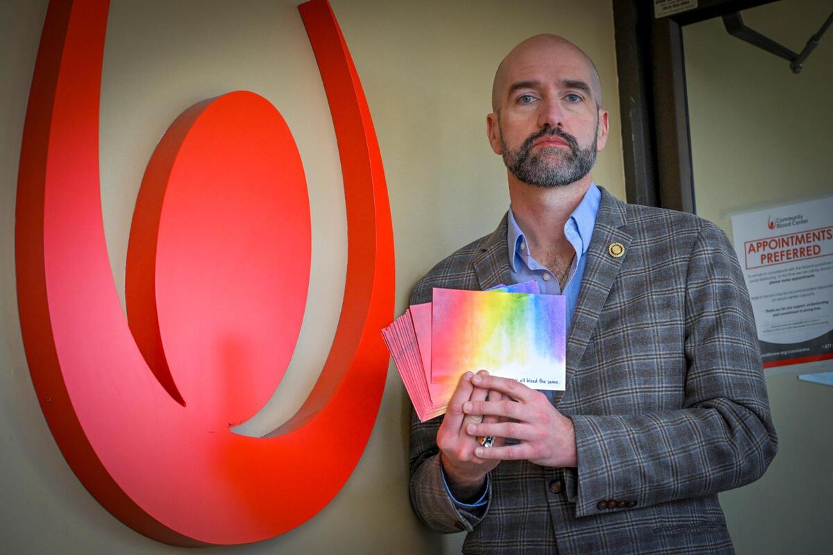 Missouri Sen. Greg Razer of Jackson County challenged his constituents to donate blood on his behalf. Razer, who is openly gay, cannot donate blood because of federal regulations on men who have sex with men.