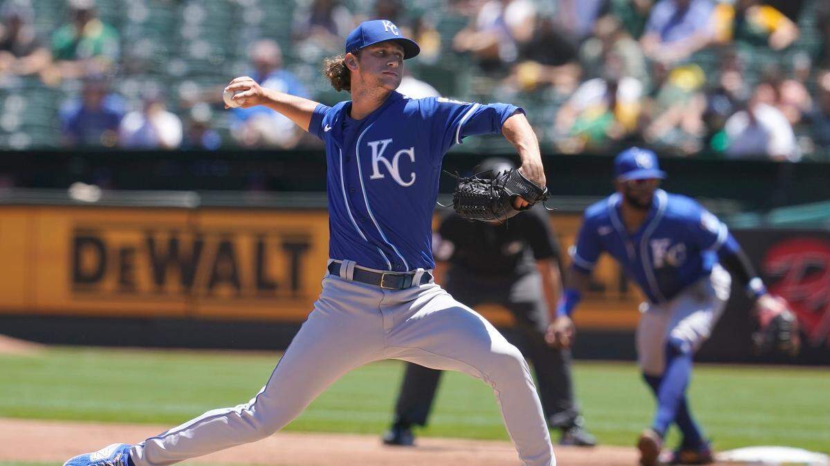 In this file photo, Royals pitcher Jackson Kowar delivers against the Oakland Athletics on June 12. Kowar, who has been pitching in the minor leagues, joined the Royals on Tuesday and could be added to the roster Wednesday.