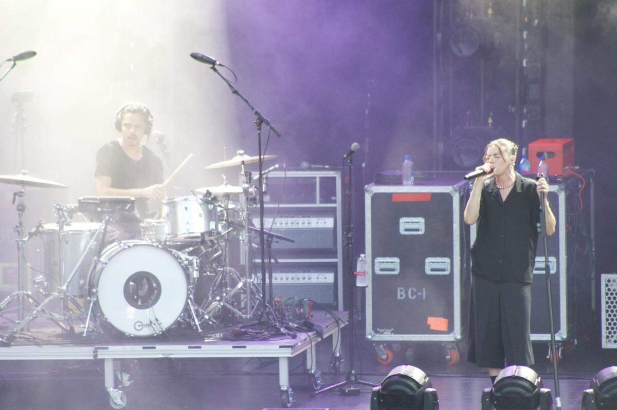 Pop-rock act PVRIS open for The Smashing Pumpkins at Starlight Theatre in Kansas City on Wednesday, Aug. 14, 2024.