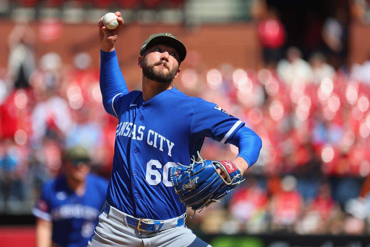 Kansas City Royals closer Lucas Erceg pitched the ninth inning for the save as KC beat the Cardinals 2-0 in an I-70 Series finale at Busch Stadium in St. Louis on Sunday, May 17, 2026.
