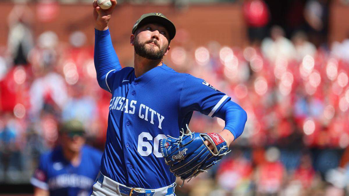 Kansas City Royals closer Lucas Erceg pitched the ninth inning for the save as KC beat the Cardinals 2-0 in an I-70 Series finale at Busch Stadium in St. Louis on Sunday, May 17, 2026.