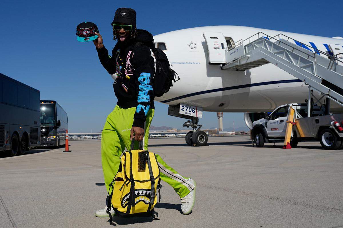 Kansas City Chiefs wide receiver Ihmir Smith-Marsette arrives ahead of Super Bowl 57, Sunday, Feb. 5, 2023, in Phoenix. The Kansas City Chiefs will play the Philadelphia Eagles on Sunday.