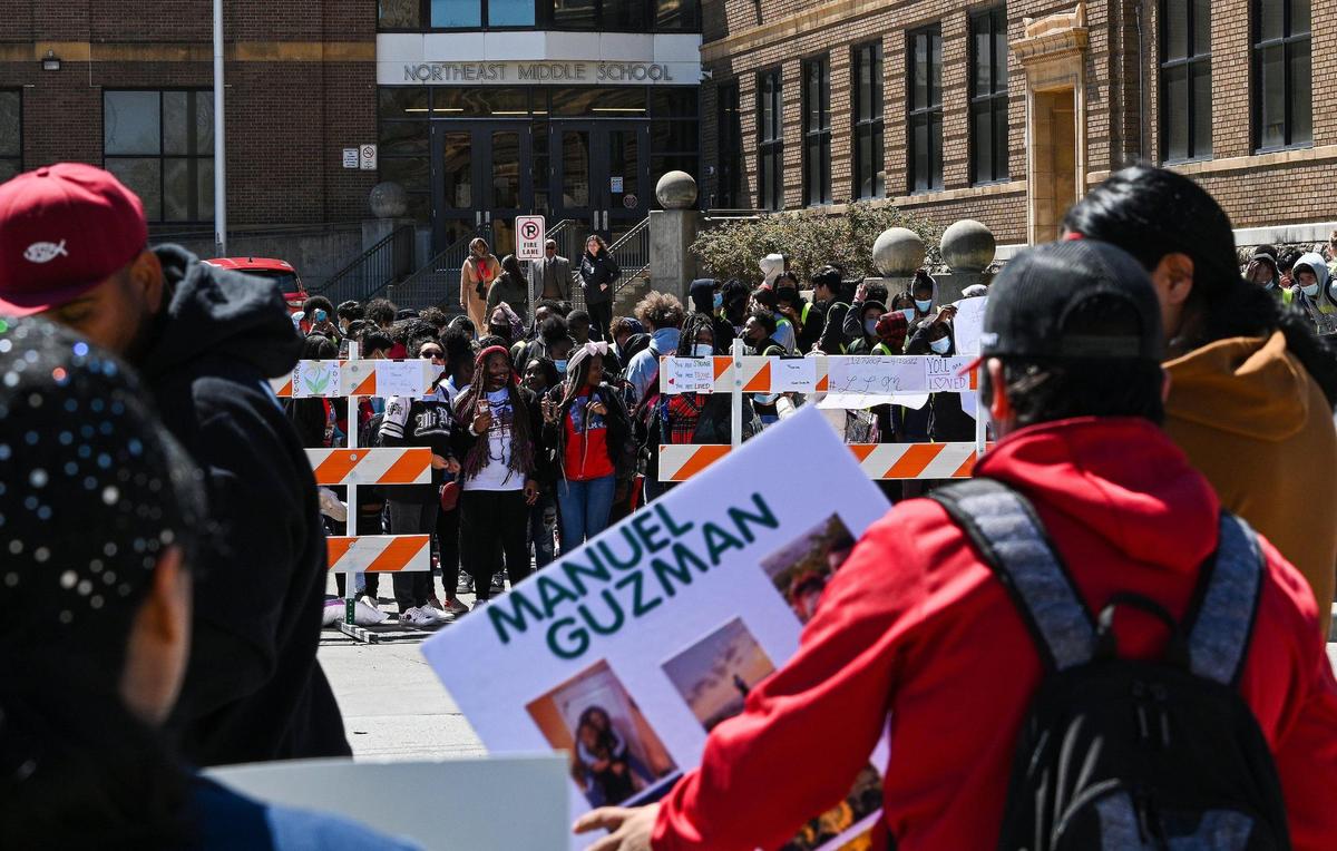 Family and friends of Manuel Guzman on Monday held a rally for justice for the 14-year-old Northeast Middle School student who was fatally stabbed April 12.