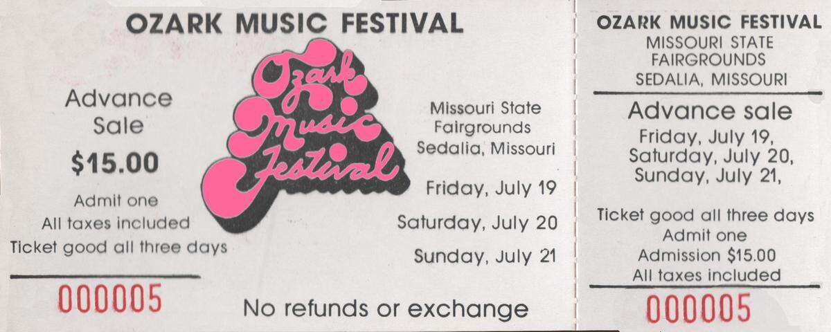 An original ticket for the Ozark Music Festival.