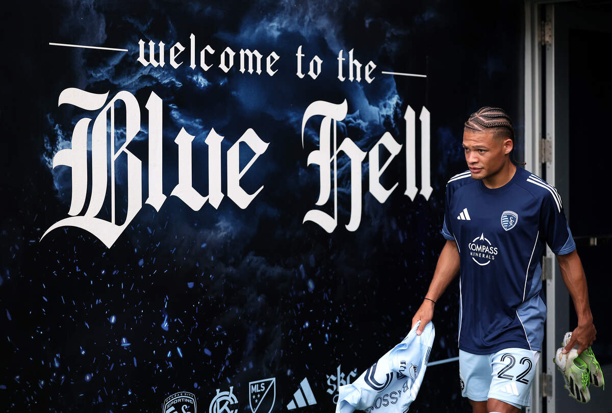 Zorhan Bassong #22 of Sporting Kansas City walks toward the field prior to the match against New York City at Children's Mercy Park on July 19, 2025 in Kansas City, Kansas.