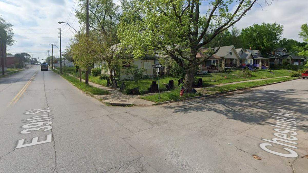 A bicyclist was critically wounded after driving into the side of a Home Depot truck on Friday, Sept. 29, 2023, at the intersection of Chestnut Avenue and East 39th Street, Kansas City police said. A Google Maps street view image from May 2021 shows the general area.