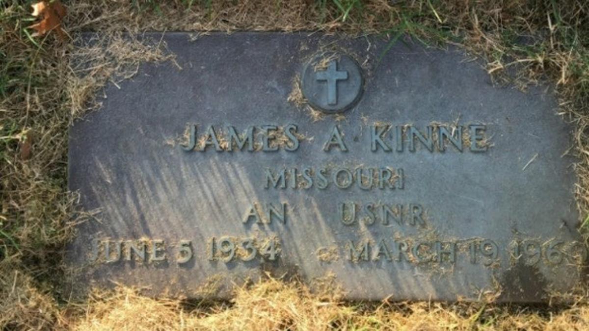 James Kinne, who died from a gunshot wound to the back of the head four years after marrying a teenage Sharon in 1956, is buried in Oak Ridge Memory Gardens in Independence.