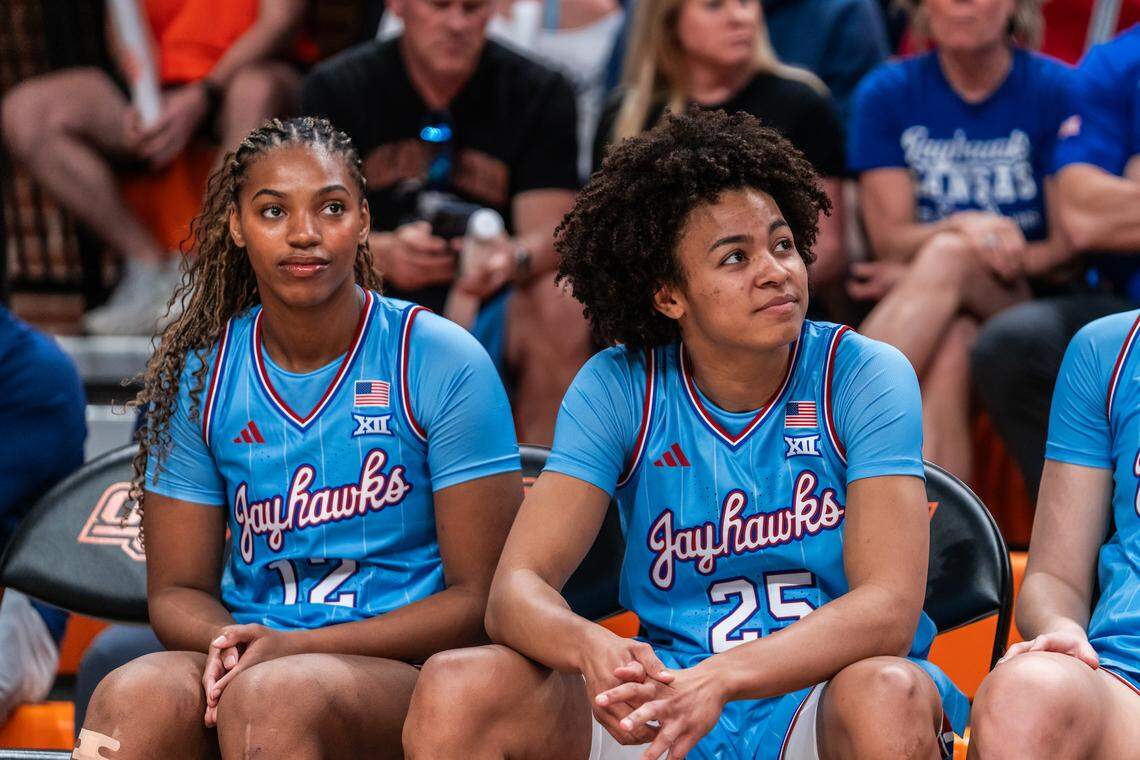 S'Mya Nichols (left) and Jaliya Davis (right) were highly rated Kansas City-area recruits who are now rewriting record books at the University of Kansas.