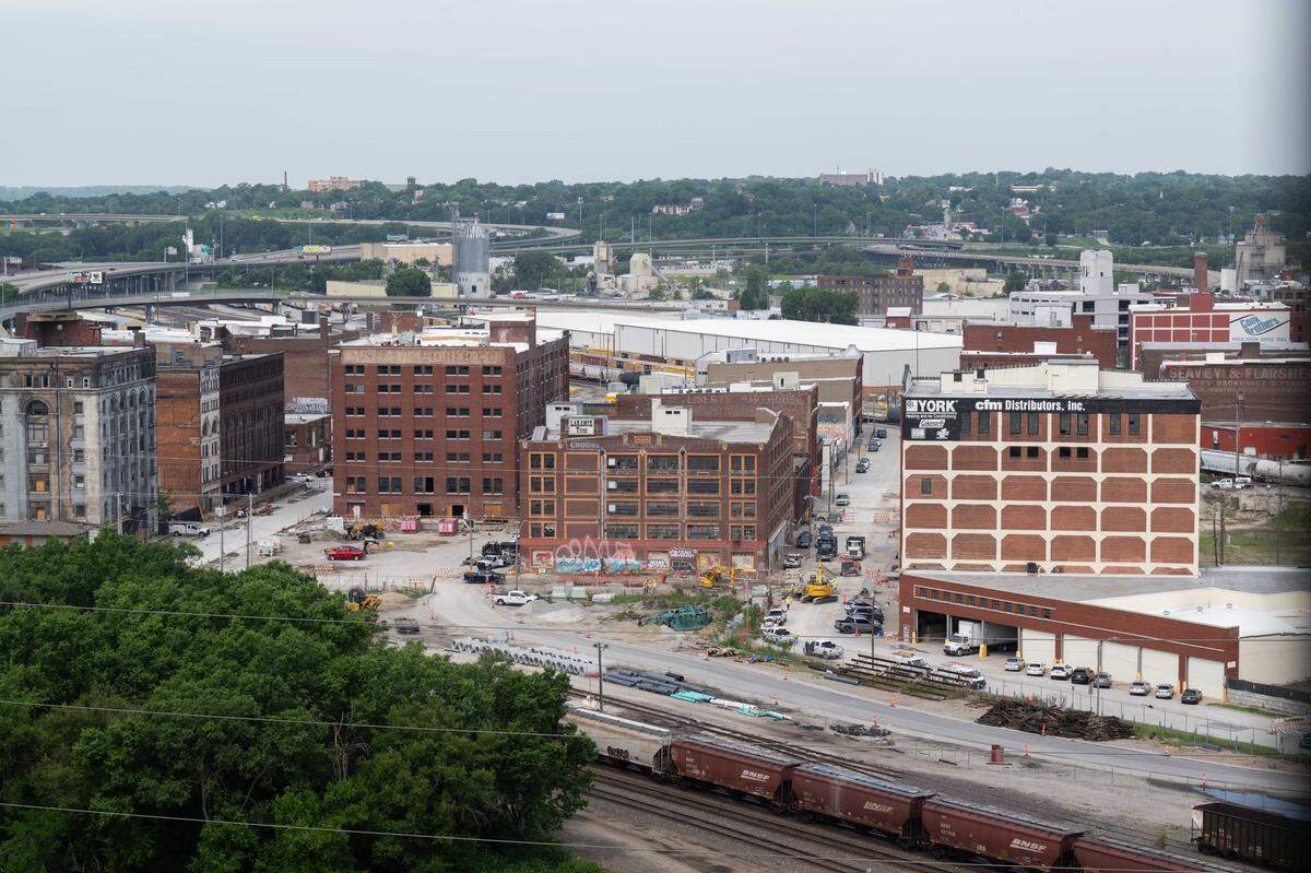 Overall view of the West Bottoms on Tuesday, June 2, 2026. Several construction projects are underway.