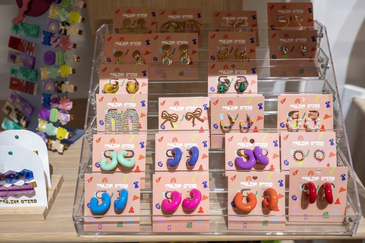 A variety of jewelry is seen on display at Paulina Otero's studio on Tuesday, March 3, 2026, in Kansas City.