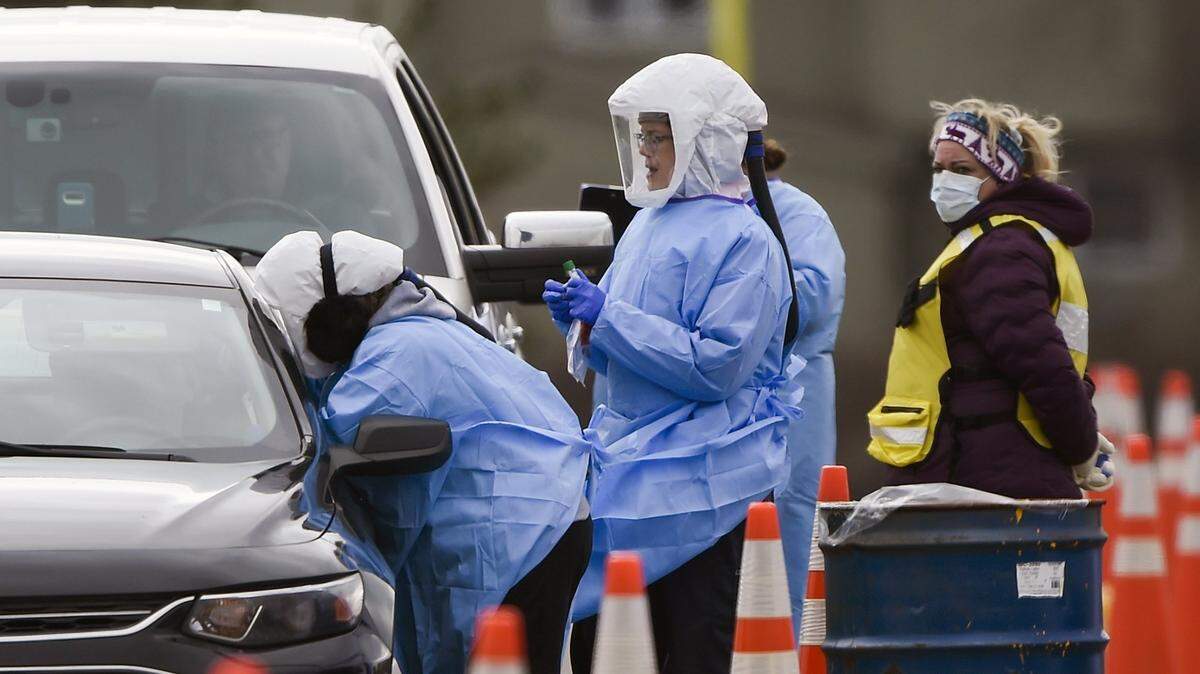 The Johnson County Department of Health and Environment held a drive-thru testing for COVID-19 for essential workers and first responders in April.