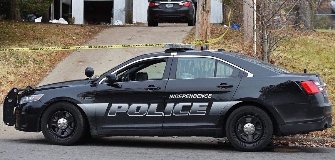 An Independence Police vehicle is parked at a crime scene in Independence.