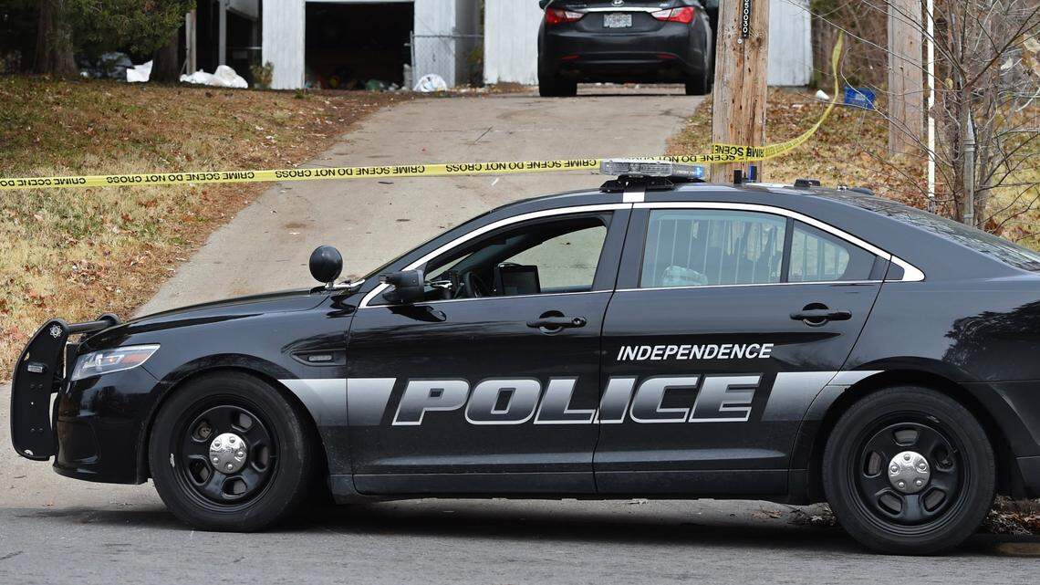 An Independence Police vehicle is parked at a crime scene in Independence.