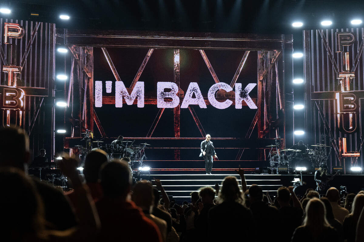 Singer Pitbull performs during his “I’m Back!” Tour at Morton Amphitheater on Friday, Sept. 25, 2026, in Riverside.