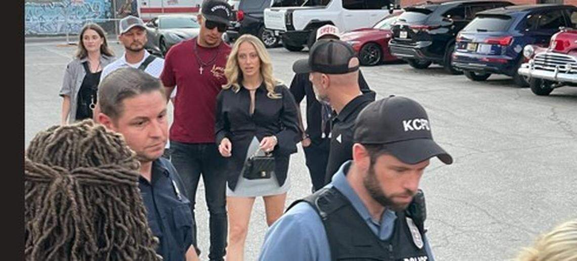 Patrick and Brittany Mahomes arrive at Kelce Car Jam