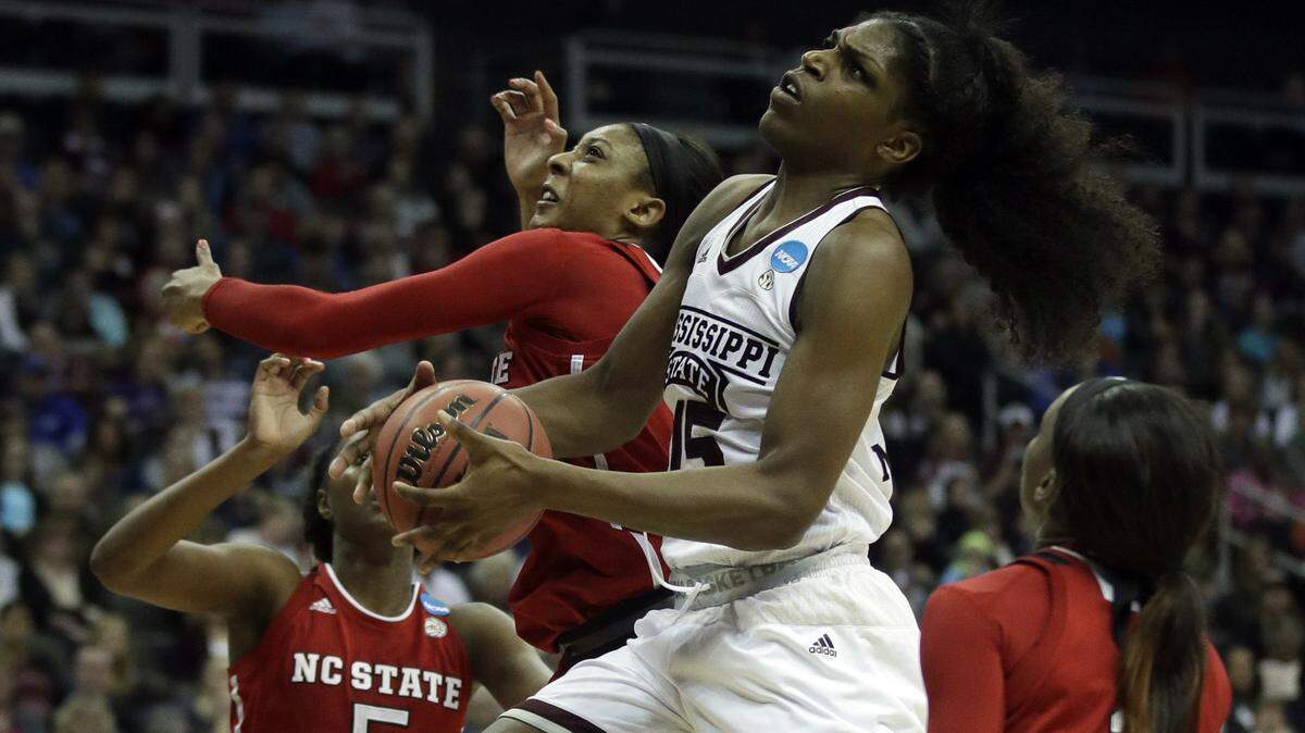 Mississippi State's Teaira McCowan scored 24 points in the Bulldogs' win over North Carolina State on Friday at the Sprint Center.