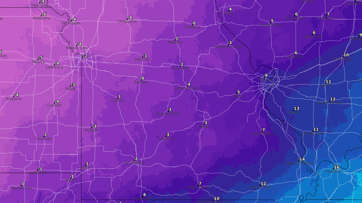 The National Weather Service is predicting low temperatures overnight Tuesday into Wednesday morning.