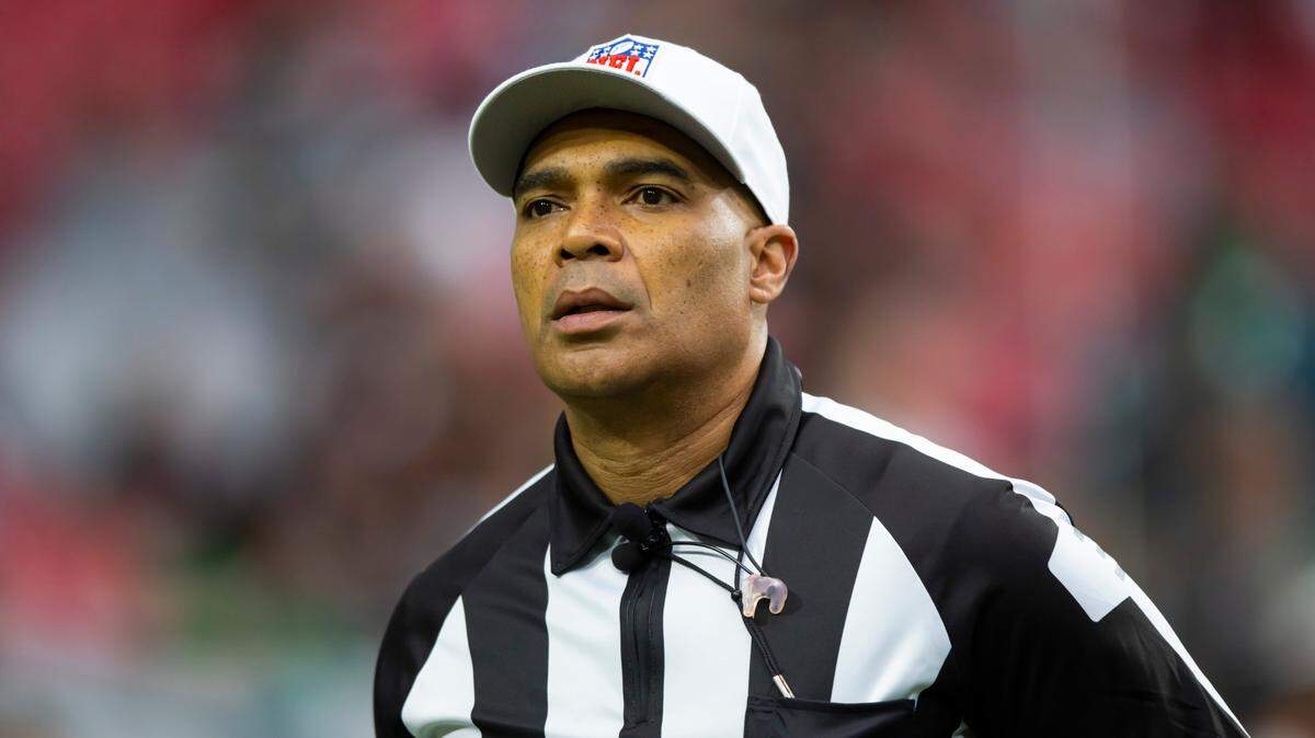 NFL referee Tra Blake, seen at a 2022 game, worked Sunday’s Chiefs-Chargers game.