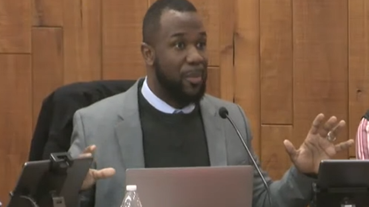 Unified Government Commissioner Andrew Davis, 8th District, speaks during a public meeting on Jan. 26 concerning proposed legislation that would limit the power of the mayor.