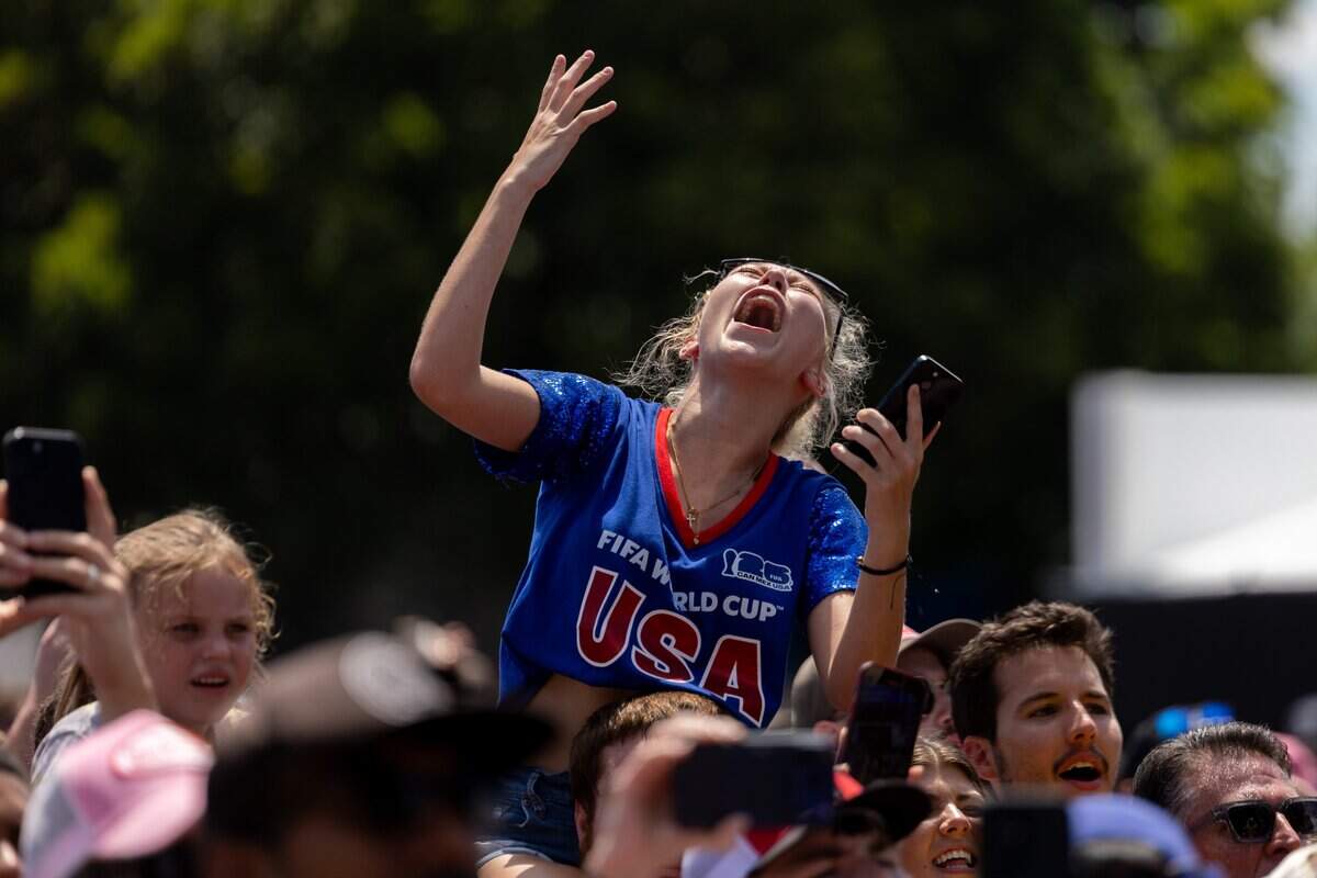 All American Rejects fan sings along during the FIFA Fan Fest concert at Fan Fest on Saturday, July 11, 2026.