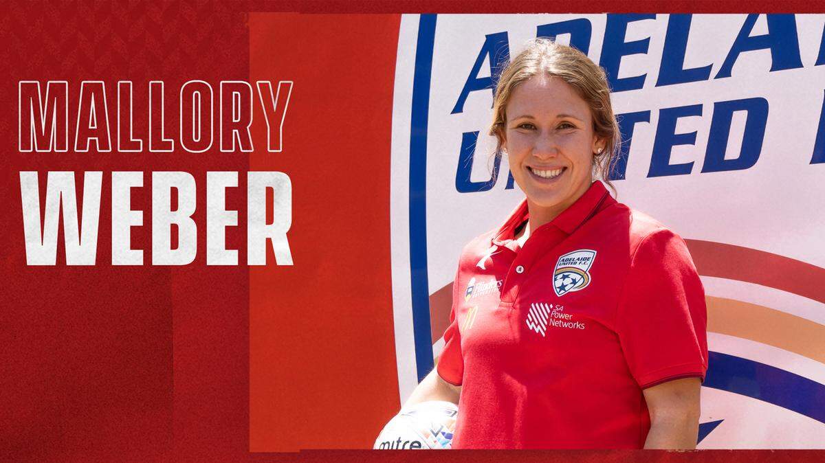 A promotional shot of Mallory Weber during her time with Adelaide United in Australia.