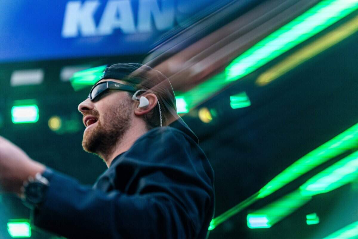 Andrew Taggart sings on stage during the FIFA Fan Fest Chainsmokers concert at Fan Fest on Sunday, June 21, 2026.
