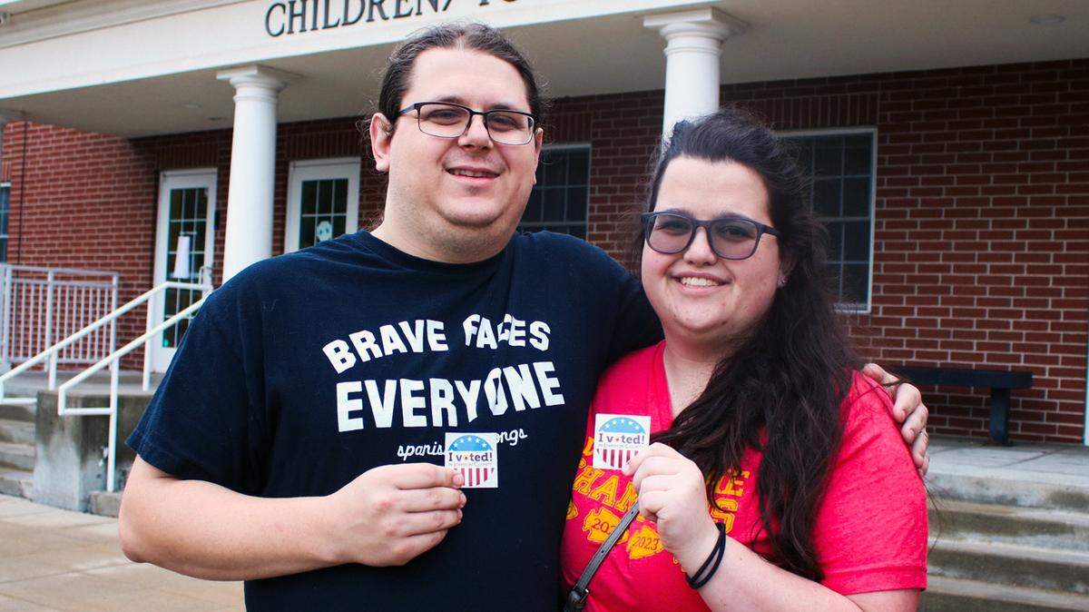 For voters Peter and Corrinne Chovanec, husband and wife from Lenexa, women’s rights, healthcare and LGBTQ protections were the top reasons for why they voted for Kamala Harris. They voted early Tuesday at Lenexa Baptist Church 15320 W 87th St. Pkwy in Lenexa,