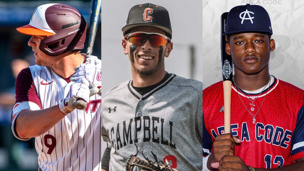 Who will the Royals select with the No. 9 overall pick in the July 17-19 MLB Draft? Depending upon how picks ahead of theirs play out, KC’s options could include Virginia Tech product Gavin Cross, from left, Campbell University shortstop Zach Neto or outfielder Elijah Green from IMG Academy.