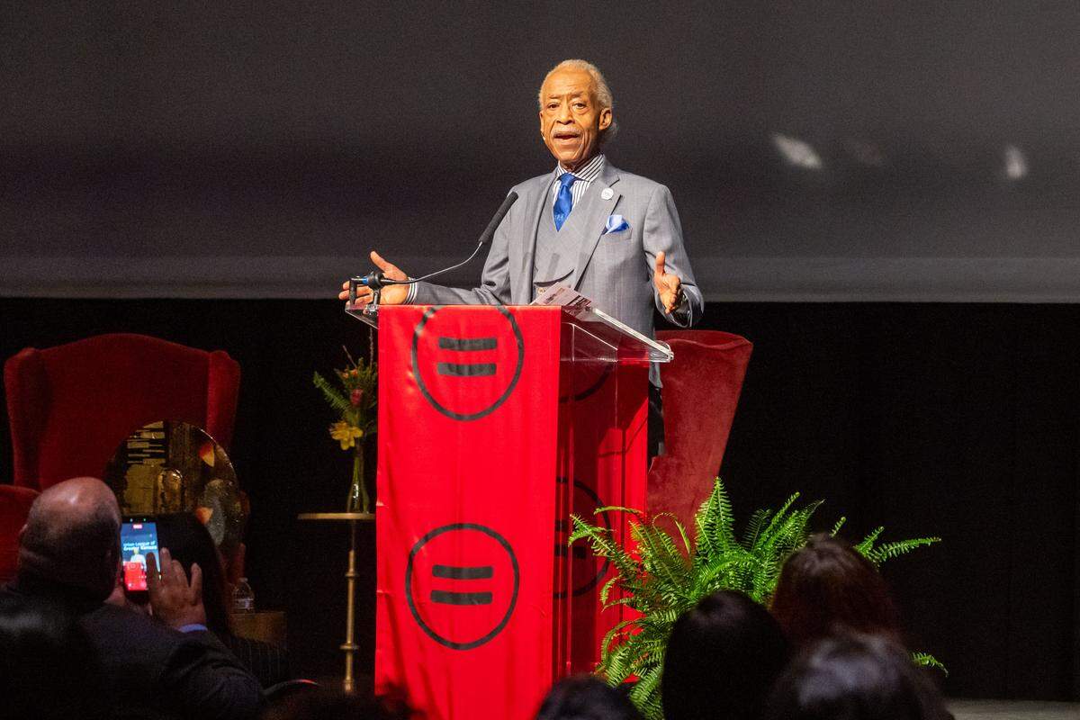Rev. Al Sharpton speaks to the audience at the “Difference Maker” Awards Luncheon on Thursday, March 19, 2026, in Kansas City. Sharpton was an honored guest at the event where Urban League of Greater Kansas City CEO Gwendolyn Grant officially announced her retirement.