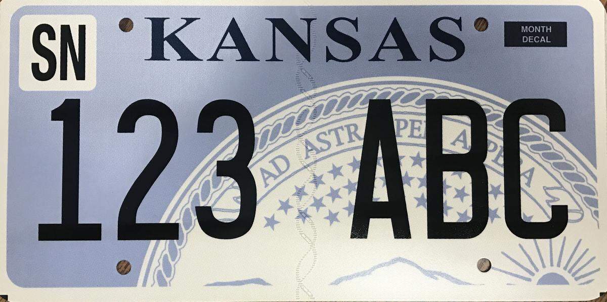 State of Kansas current license plate design. 