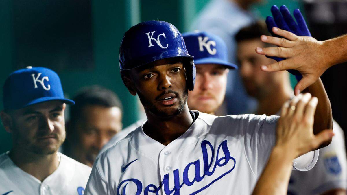 In this file photo, Kansas City Royals outfielder Michael A. Taylor celebrates with teammates after hitting a home run Sept. 18. Taylor, who has been on the bereavement list since Sept. 24, returned to the lineup for Tuesday’s game against Cleveland.